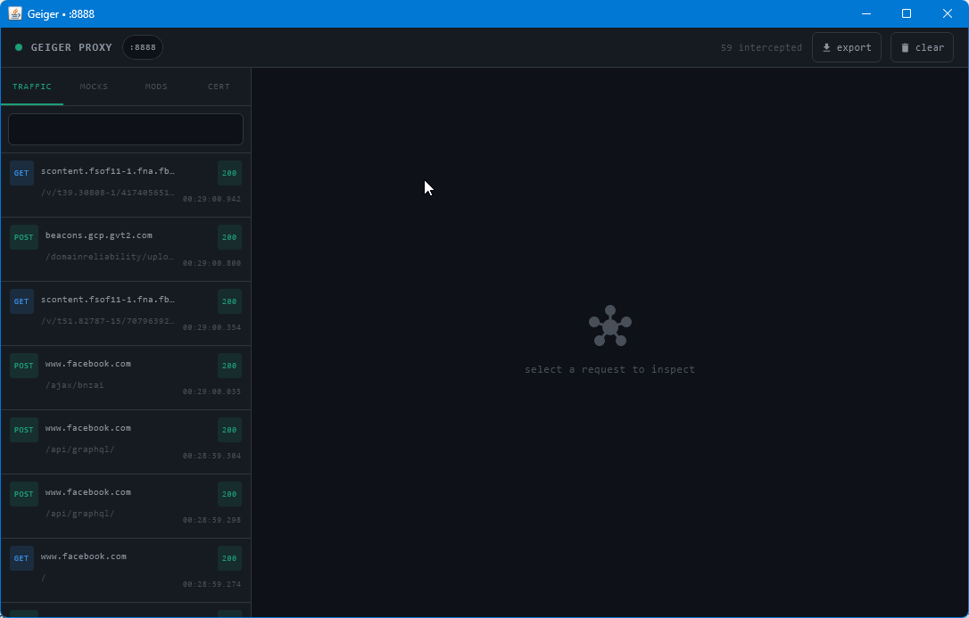 Geiger UI screenshot